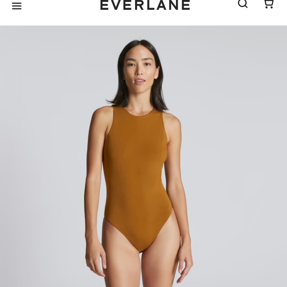 Everlane Women's Sleeveless High-Neck Bodysuit in Mustard Brown